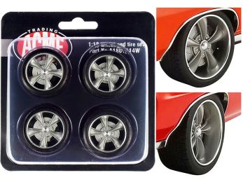 Street Fighter Torque Thrust Wheel and Tire Set of 4 pieces from \1970 Pontiac GTO Street Fighter \"The Prosecutor\"" 1/18 by ACME"""