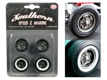 1932 Ford 5 Five Window Southern Speed and Marine KIdney Bean Hot Rod Wheels and Tires Set of 4 1/18 by ACME