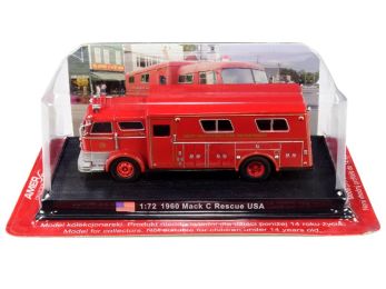 1960 Mack C Heavy Fire Rescue Truck Red \West Hempstead Fire Department\" West Hempstead (New York) 1/72 Diecast Model by Amercom"""