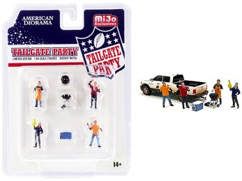 Tailgate Party Diecast Set of 6 pieces (4 Figurines and 2 Accessories) for 1/64 Scale Models by American Diorama