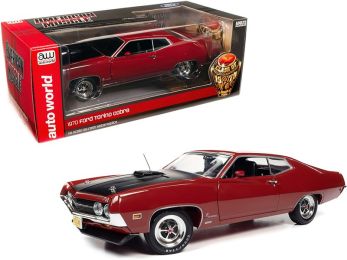 1970 Ford Torino Cobra Red with Black Hood \Class of 1970\" 1/18 Diecast Model Car by Autoworld"""
