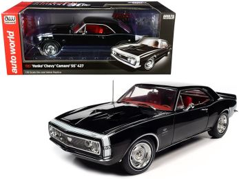 1967 Chevrolet Camaro Yenko SS 427 Hardtop Tuxedo Black with Red Interior \American Muscle 30th Anniversary\" 1/18 Diecast Model Car by Autoworld"""