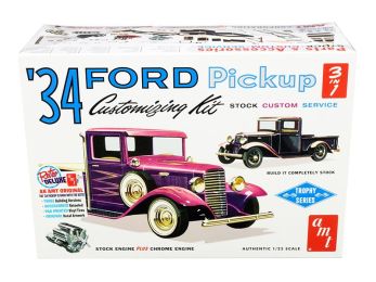Skill 2 Model Kit 1934 Ford Pickup Truck 3 in 1 Kit \Trophy Series\" 1/25 Scale Model by AMT"""
