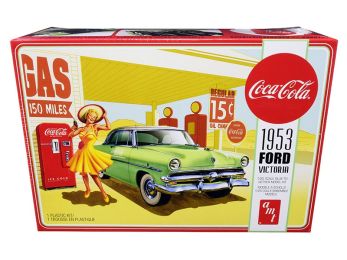 Skill 3 Model Kit 1953 Ford Victoria Hardtop with \Coca-Cola\" Vending Machine 1/25 Scale Model by AMT"""