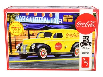 Skill 3 Model Kit 1940 Ford Sedan Delivery Van \Coca-Cola\" with Display Base 1/25 Scale Model by AMT"""
