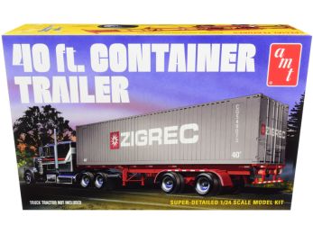 Skill 3 Model Kit 40\' Container Trailer 1/24 Scale Model by AMT