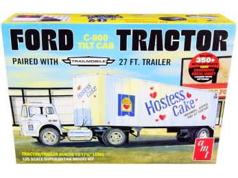 Skill 3 Model Kit Ford C-900 Truck with Trailmobile Trailer \Hostess\" 1/25 Scale Model by AMT"""