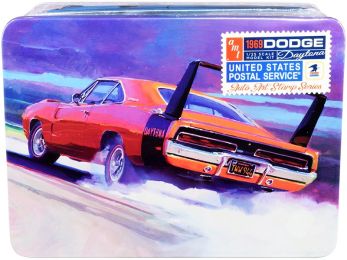 Skill 2 Model Kit 1969 Dodge Charger Daytona \USPS\" (United States Postal Service) Themed Collectible Tin 1/25 Scale Model by AMT"""