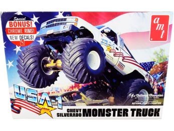 Skill 2 Model Kit Chevrolet Silverado \USA-1\" Monster Truck 1/25 Scale Model by AMT"""