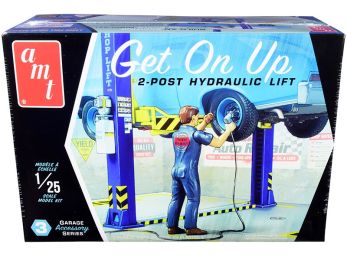 Skill 2 Model Kit Garage Accessory Set #3 (2-Post Hydraulic Lift) with Figurine \Get On Up\" 1/25 Scale Model by AMT"""