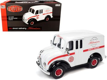 1950 Divco Delivery Truck \Schwinn\" White with Red Stripe 1/24 Diecast Model Car by Autoworld"""