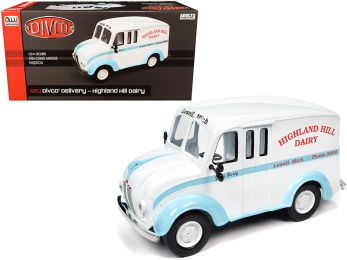 1950 Divco Delivery Truck \Highland Hill Dairy\" White and Blue 1/24 Diecast Model Car by Autoworld"""