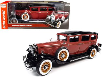 1931 Peerless Master 8 Sedan Cinnamon Red and Black 1/18 Diecast Model Car by Autoworld