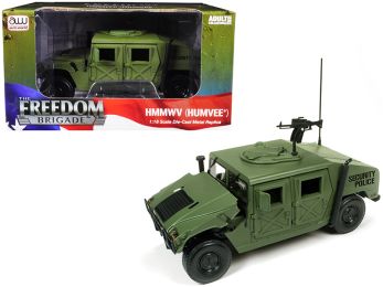 HMMWV (Humvee) \Security Police\" Olive Green Drab 1/18 Diecast Model Car by Autoworld"""