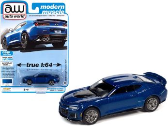 2018 Chevrolet Camaro ZL1 Hyper Blue Metallic \Modern Muscle\" Limited Edition to 13000 pieces Worldwide 1/64 Diecast Model Car by Autoworld"""