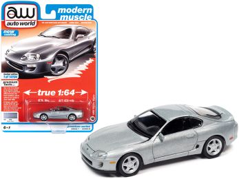 1993 Toyota Supra Alpine Silver \Modern Muscle\" Limited Edition to 14104 pieces Worldwide 1/64 Diecast Model Car by Autoworld"""