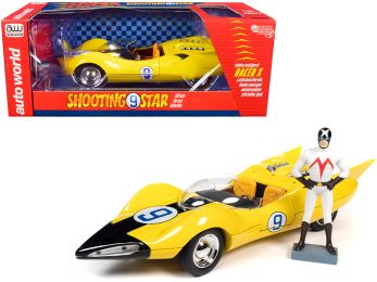 Shooting Star #9 Yellow and Racer X Figurine \Speed Racer\" Anime Series 1/18 Diecast Model Car by Autoworld"""