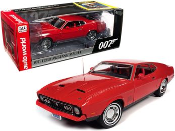 1971 Ford Mustang Mach 1 Bright Red with Red Interior (James Bond 007) \Diamonds are Forever\" (1971) Movie 1/18 Diecast Model Car by Autoworld"""