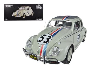 1963 Volkswagen Beetle \The Love Bug\" Herbie #53 Elite Edition 1/18 Diecast Car Model by Hotwheels"""