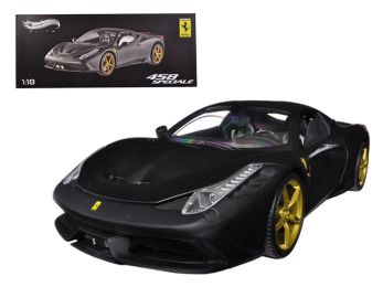 Ferrari 458 Speciale Elite Edition Matt Black 1/18 Diecast Car Model by Hotwheels