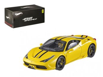 Ferrari 458 Italia Speciale Yellow Elite Edition 1/43 Diecast Car Model by Hotwheels