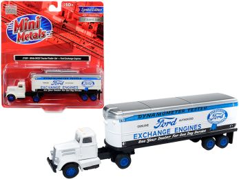 White WC22 Tractor Trailer \Ford Exchange Engines\ White 1/87 (HO) Scale Model by Classic Metal Works
