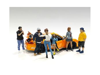 Car Meet 1 6 piece Figurine Set for 1/18 Scale Models by American Diorama