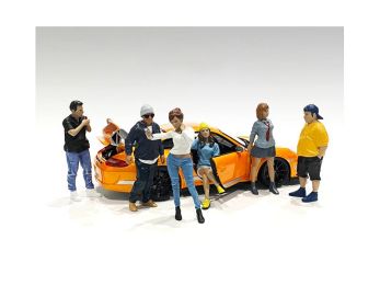 Car Meet 1 6 piece Figurine Set for 1/18 Scale Models by American Diorama