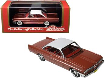 1961 Pontiac Catalina Rose Metallic with White Top and Red Interior Limited Edition to 210 pieces Worldwide 1/43 Model Car by Goldvarg Collection
