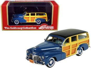 1948 Chevrolet Fleetmaster Woodie Station Wagon Como Blue with Black Top Limited Edition to 240 pieces Worldwide 1/43 Model Car by Goldvarg Collection