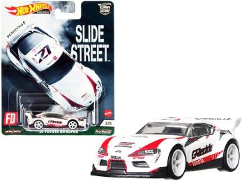 2020 Toyota GR Supra Pandem #27 White \Slide Street\" Series Diecast Model Car by Hot Wheels"""