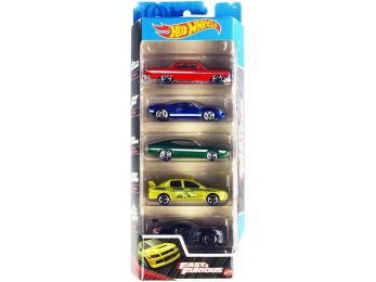 \Fast & Furious\" Movies 5 piece Set Diecast Model Cars by Hot Wheels"""