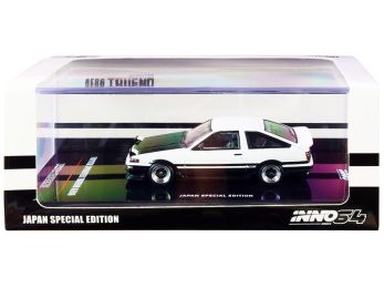 Toyota Sprinter Trueno AE86 RHD (Right Hand Drive) White and Black with Extra Wheels Japan Special Edition 1/64 Diecast Model Car by Inno Models