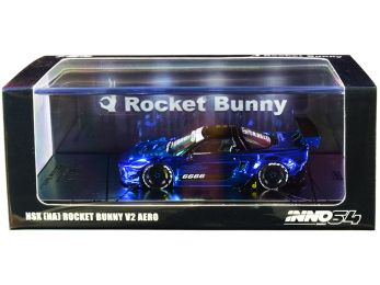 NSX (NA) Rocket Bunny V2 Aero RHD (Right Hand Drive) Chrome Blue with Black Top 1/64 Diecast Model Car by Inno Models
