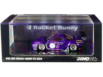 NSX (NA) Rocket Bunny V2 Aero RHD (Right Hand Drive) Purple Metallic 1/64 Diecast Model Car by Inno Models