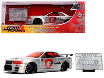 2002 Nissan Skyline GT-R (BNR34) Raw Metal \JDM Tuners\" \""Jada 20th Anniversary\"" 1/24 Diecast Model Car by Jada"""