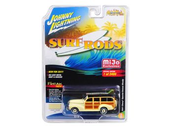 1941 Chevrolet Special Deluxe Woody Cameo Cream Limited Edition to 2400pc Worldwide \Surf Rods\" 1/64 Diecast Model Car by Johnny Lightning"""