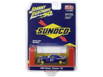 1968 Chevrolet Camaro SS #6 \Sunoco\" Dark Blue Limited Edition to 2400 pieces Worldwide 1/64 Diecast Model Car by Johnny Lightning"""