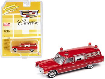 1966 Cadillac Ambulance Red \Special Edition\" Limited Edition to 3600 pieces Worldwide 1/64 Diecast Model Car by Johnny Lightning"""