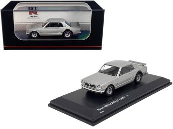 Nissan Skyline 2000GT-R (KPGC10) Silver \GT-R 50th Anniversary\" 1/64 Diecast Model Car by Kyosho"""
