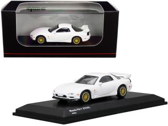 Mazda RX-7 (FD3S) RHD (Right Hand Drive) White with Gold Wheels 1/64 Diecast Model Car by Kyosho