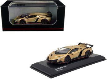 Lamborghini Veneno Gold with Red Line 1/64 Diecast Model Car by Kyosho
