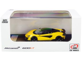 McLaren 600LT Yellow Metallic with Carbon Top and Carbon Accents 1/64 Diecast Model Car by LCD Models