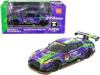 Nissan EVA RT Test Type-01 X Works GT-R #33 Super GT300 Series (2019) \Poprace\" 1/64 Diecast Model Car by True Scale Miniatures"""
