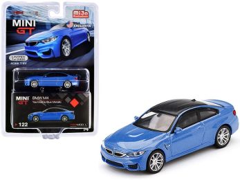 BMW M4 (F82) Yas Marina Blue Metallic with Carbon Top Limited Edition to 2400 pieces Worldwide 1/64 Diecast Model Car by True Scale Miniatures