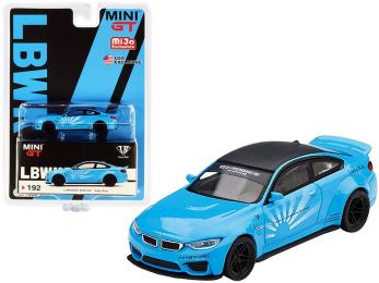 BMW M4 LB Works Baby Blue with Carbon Top Limited Edition to 1800 pieces Worldwide 1/64 Diecast Model Car by True Scale Miniatures