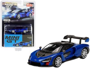 McLaren Senna Antares Blue Metallic with Black Top Limited Edition to 1200 pieces Worldwide 1/64 Diecast Model Car by True Scale Miniatures
