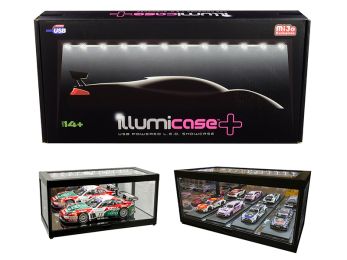 Collectible Display Show Case Illumicase+ with LED Lights and Mirror Base and Back for 1/64 1/43 1/32 1/24 1/18 Scale Models by Illumibox