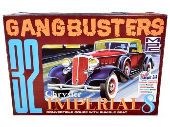 Skill 2 Model Kit 1932 Chrysler Imperial Eight with Police Motorcycle and 2 Gangster Figurines \Gangbusters\" 1/25 Scale Model by MPC"""