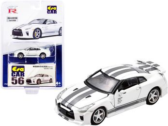Nissan GT-R (R35) Saurus RHD (Right Hand Drive) White with Gray Stripes Limited Edition to 1200 pieces 1/64 Diecast Model Car by Era Car